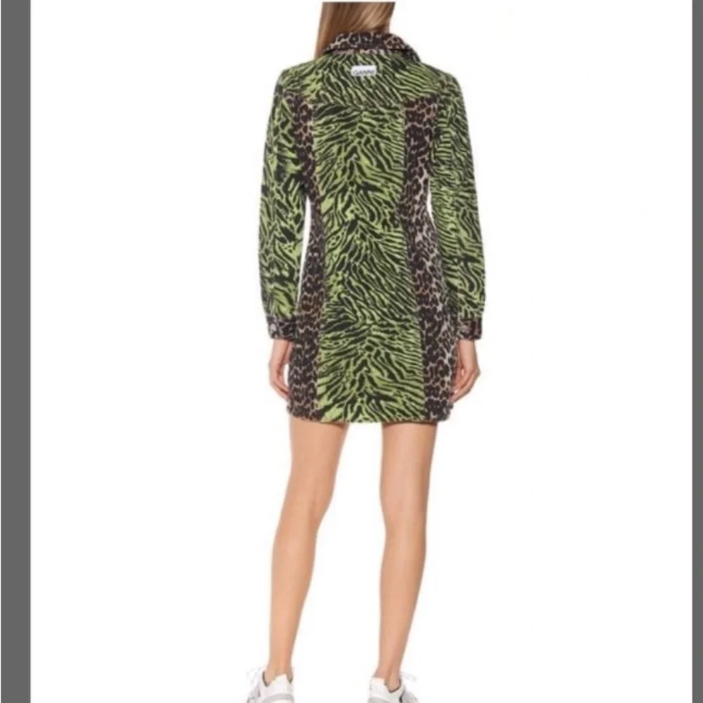 Gianni Green /Brown Leopard Animal Print Shirt/ Dress Jacket SZ 0/32 - Picture 7 of 7